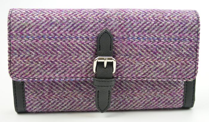 Ladies long purse made with authentic Harris Tweed fabric